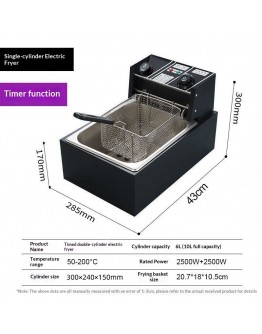Commercial Kitchen Countertop Electric Deep Fryer Single Tank 10L 20L 22L Extra Thick Stainless Steel