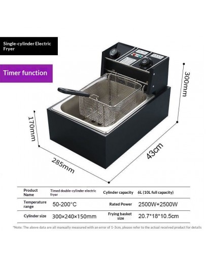 Commercial Kitchen Countertop Electric Deep Fryer Single Tank 10L 20L 22L Extra Thick Stainless Steel