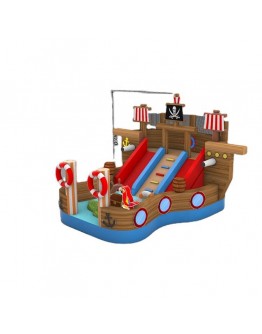 Commercial Inflatable Waterpark Inflatable Slide Pirate Ship Inflatable Bouncer with Water Slide Combo
