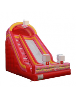Commercial Fun City Dry Slide Inflatable Double Lanes with Pink and White Cat Theme for Kids for Educational Occasions Schools