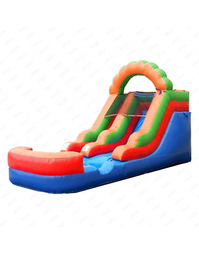 Commercial New 21'x12'x9' Summer Fun Rainbow PVC Inflatable Water Slide with Water Pool Blower for Kids' Backyard Entertainment