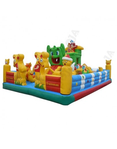 Trainman Naughty Paradise Theme Inflatable Bounce House with Slide Indoor Outdoor Kids' Inflatable Castle with Blower