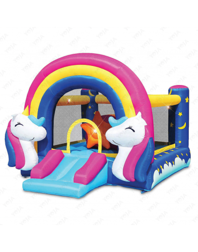 Rainbow Arches Two Unicorns Inflatable Bounce House Durable Bouncy Castle for Kids Aged 3 to 8 Years Old