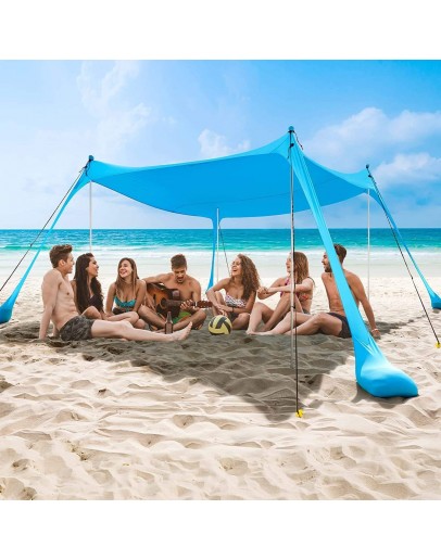 Custom logo Beach Tent Sun Shelter Super Windproof Large Outdoor Portable Shade Canopy Sandbags for Family Travel Tarp